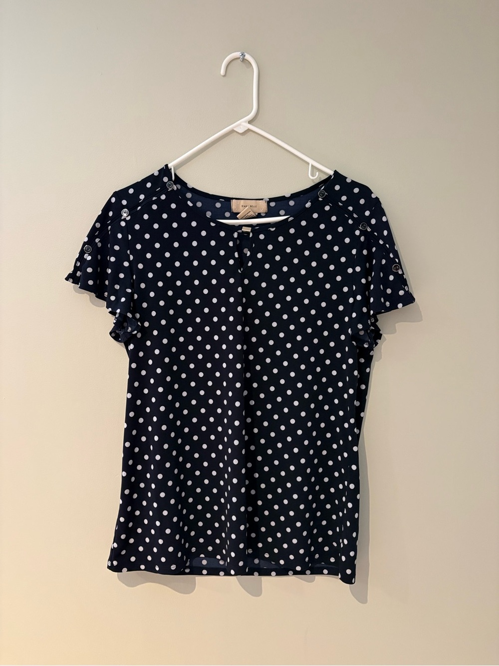 Polka Dot short sleeve Blouse - Navy/White